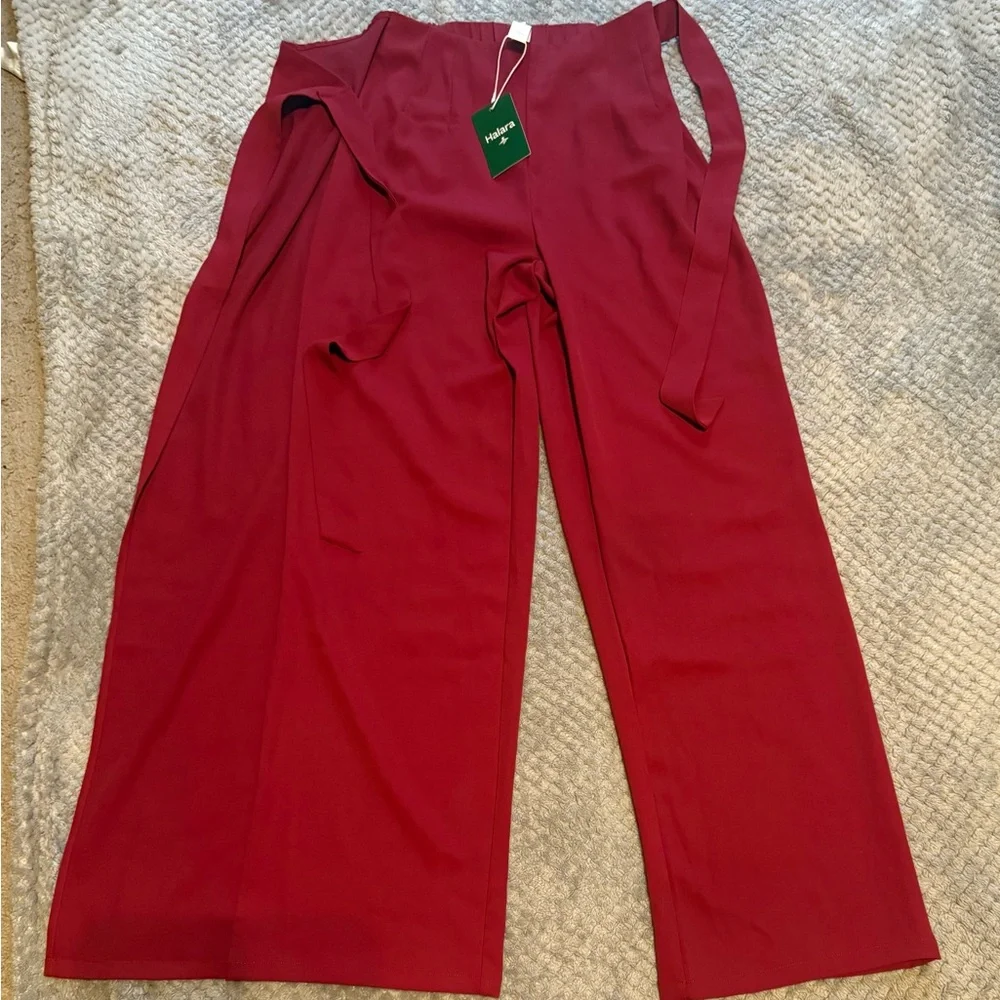❤️ Halara High-Waist Wrap Wide-Leg Pants Size XS Tall | Red | NWT - Picture 7 of 9